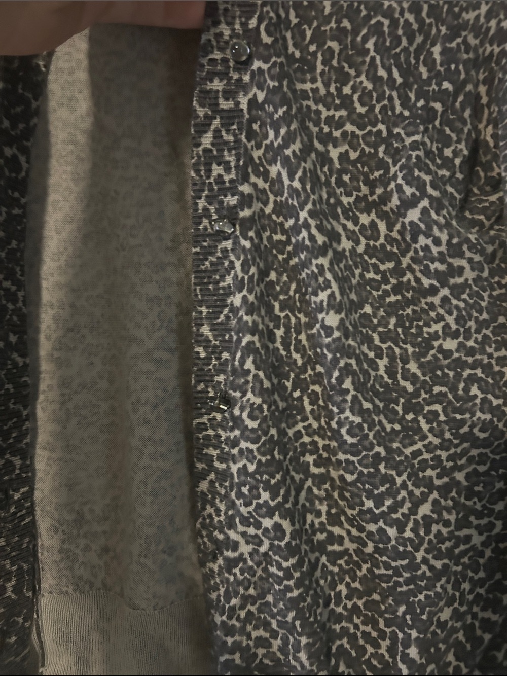 Talbots Gray Leopard-Print Cardigan - Picture 3 of 5